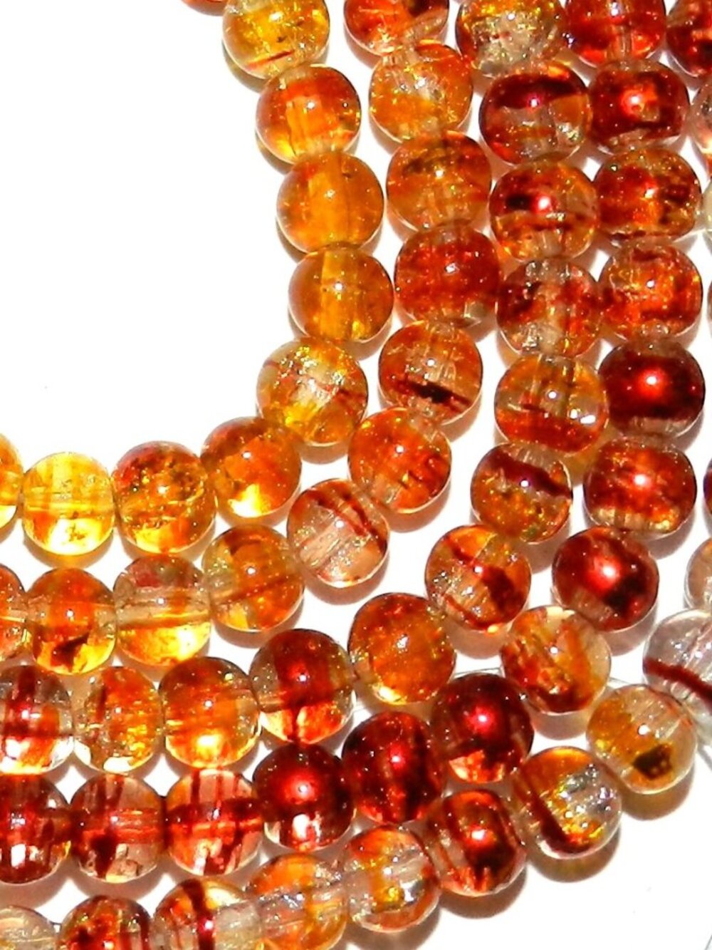 New DIY Crystal Metallic Drawbench Swirl 4mm Round Crackle Glass Beads 32" G3896